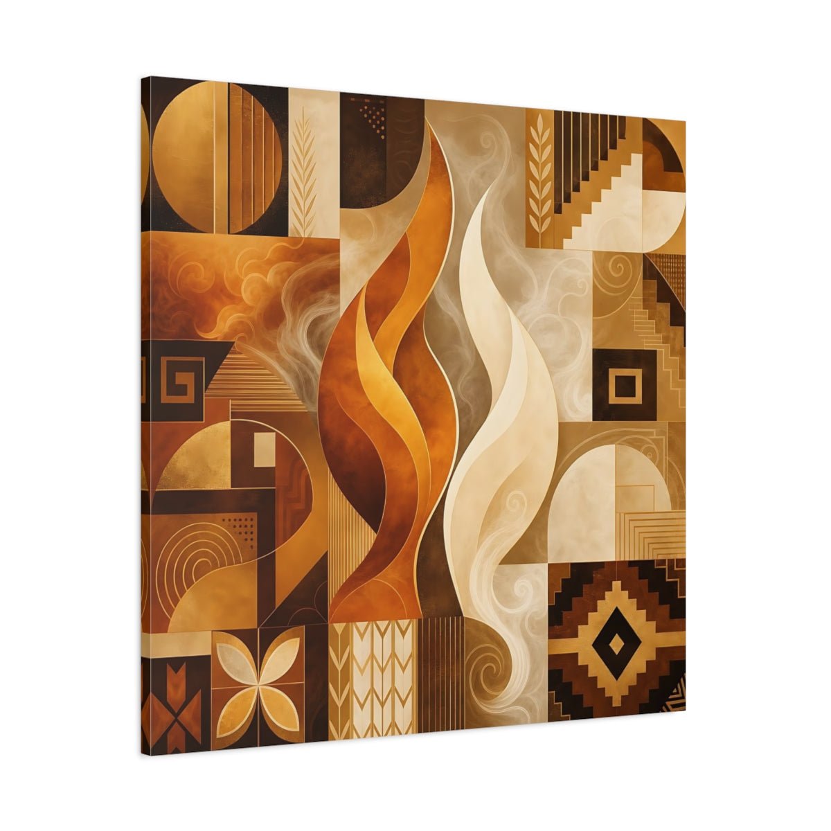 Abstract Forms Gold Brown Canvas Print – Living Room, Above Couch, and - YesArtYes