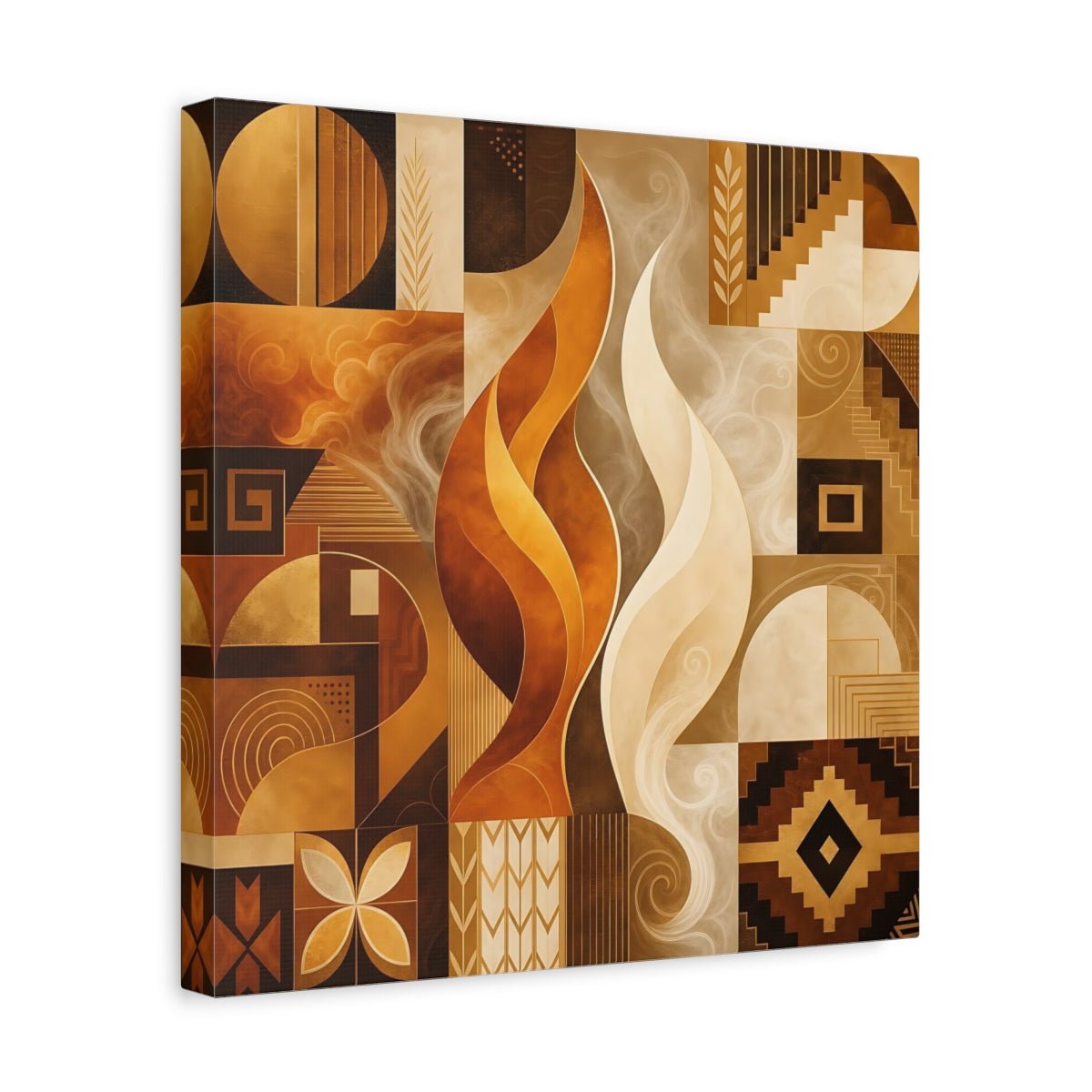 Abstract Forms Gold Brown Canvas Print – Living Room, Above Couch, and - YesArtYes