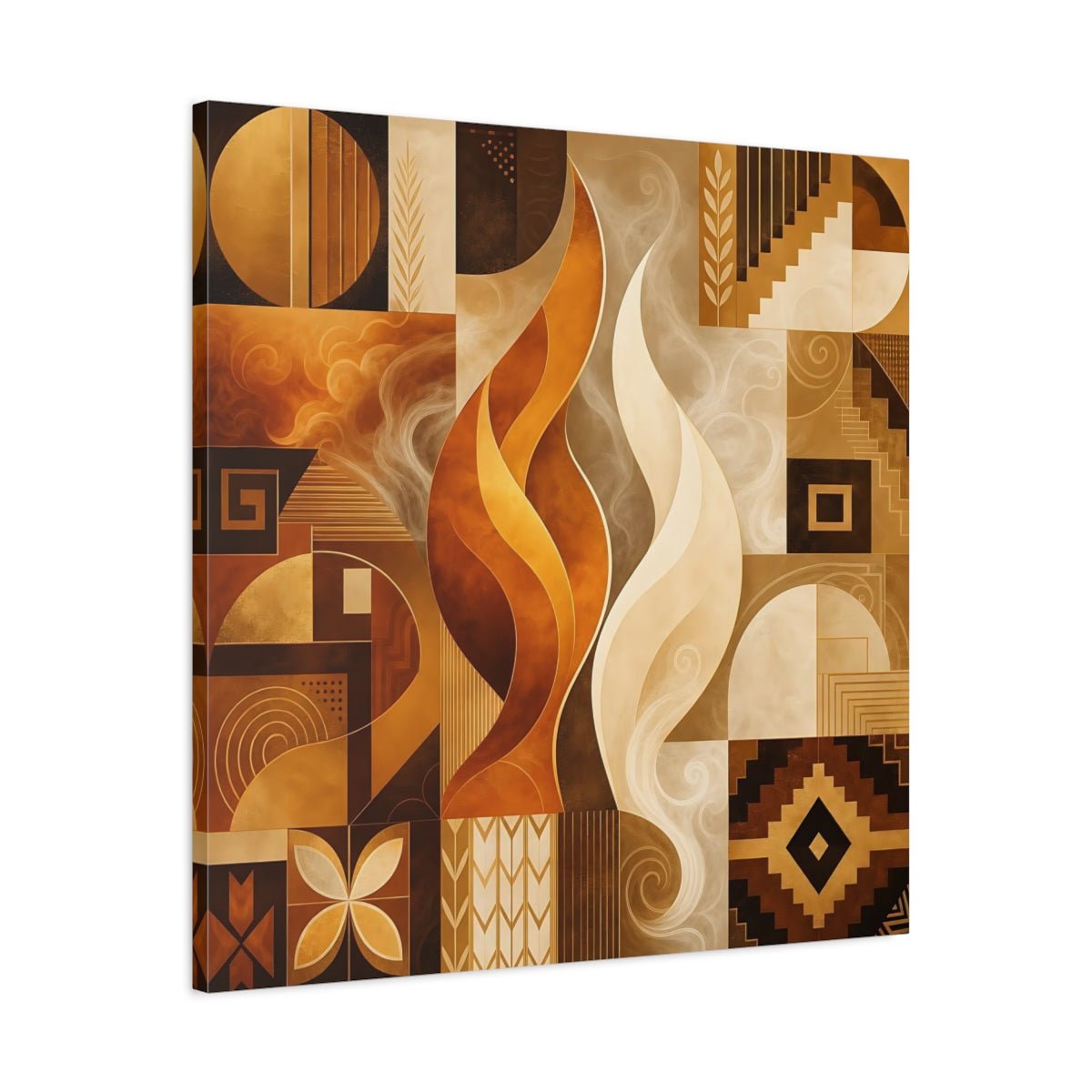 Abstract Forms Gold Brown Canvas Print – Living Room, Above Couch, and - YesArtYes