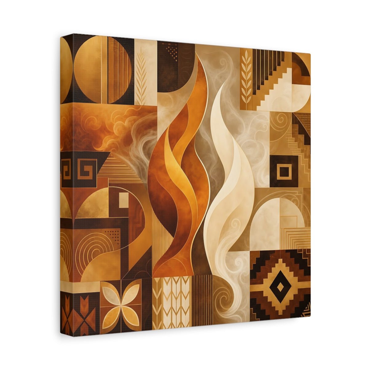 Abstract Forms Gold Brown Canvas Print – Living Room, Above Couch, and - YesArtYes