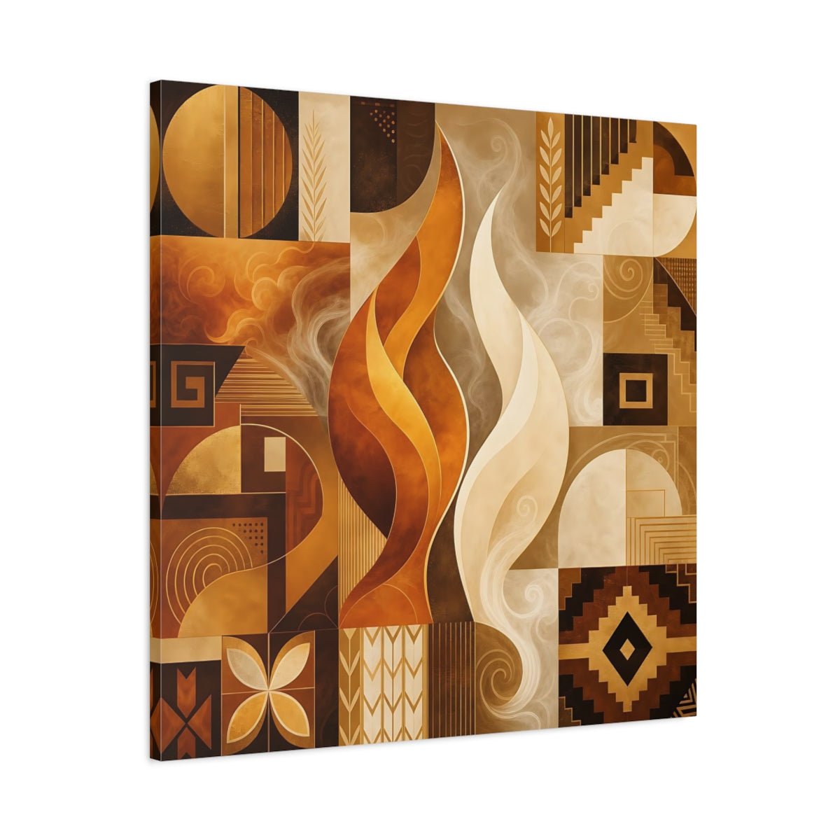 Abstract Forms Gold Brown Canvas Print – Living Room, Above Couch, and - YesArtYes