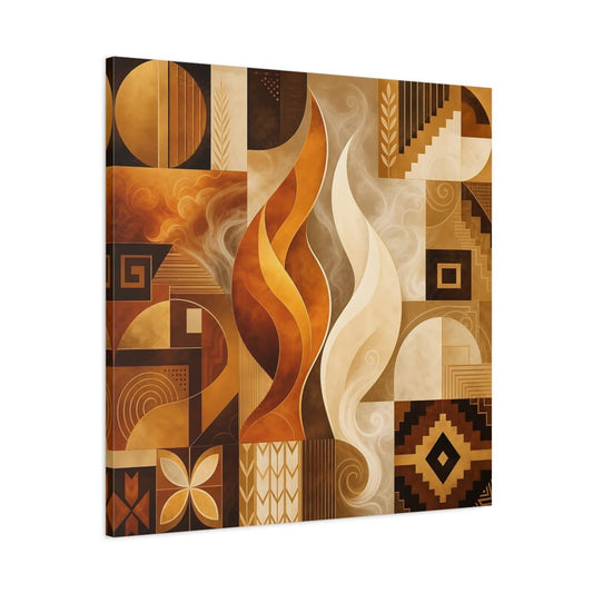 Abstract Forms Gold Brown Canvas Print – Living Room, Above Couch, and - YesArtYes
