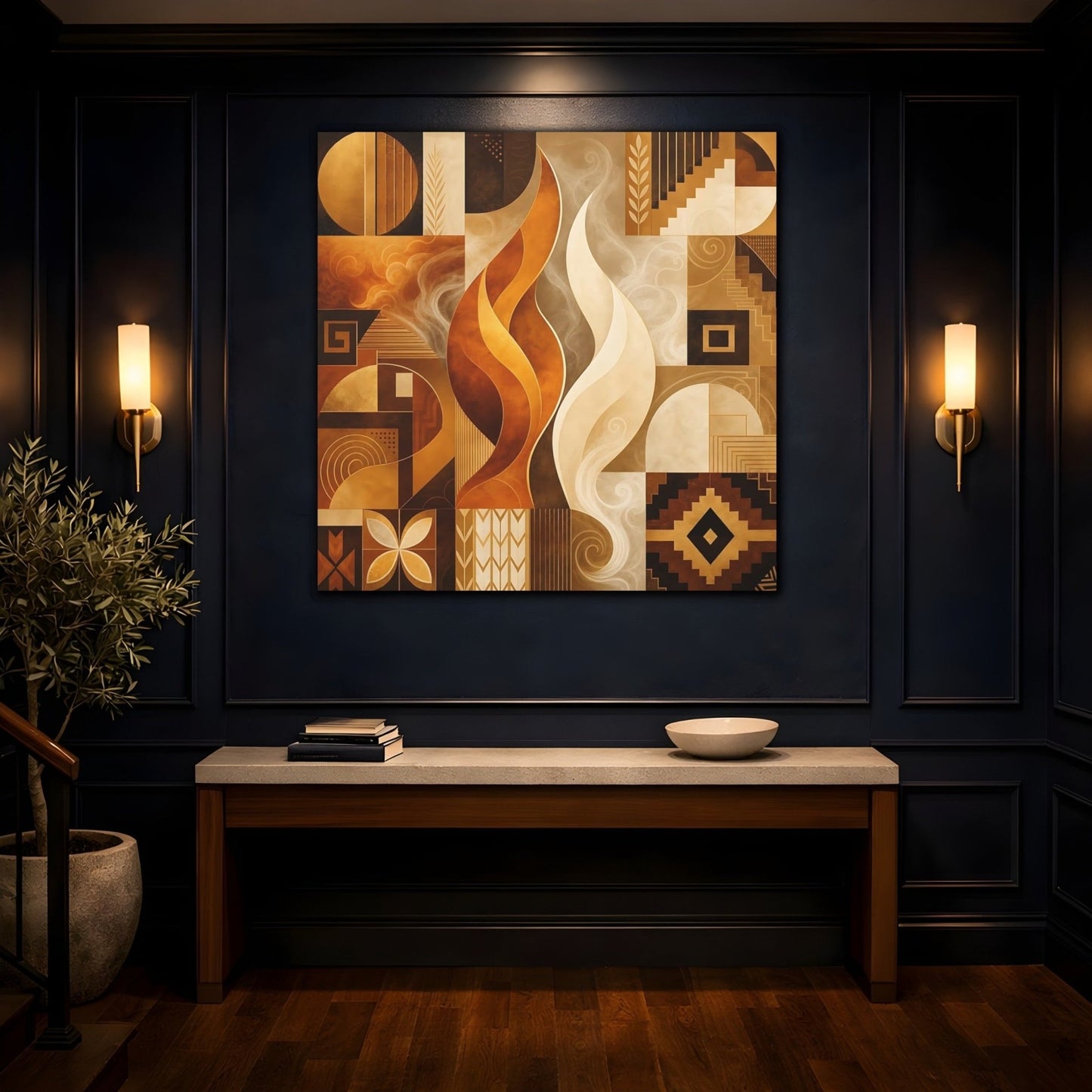 Abstract Forms Gold Brown Canvas Print – Living Room, Above Couch, and - YesArtYes