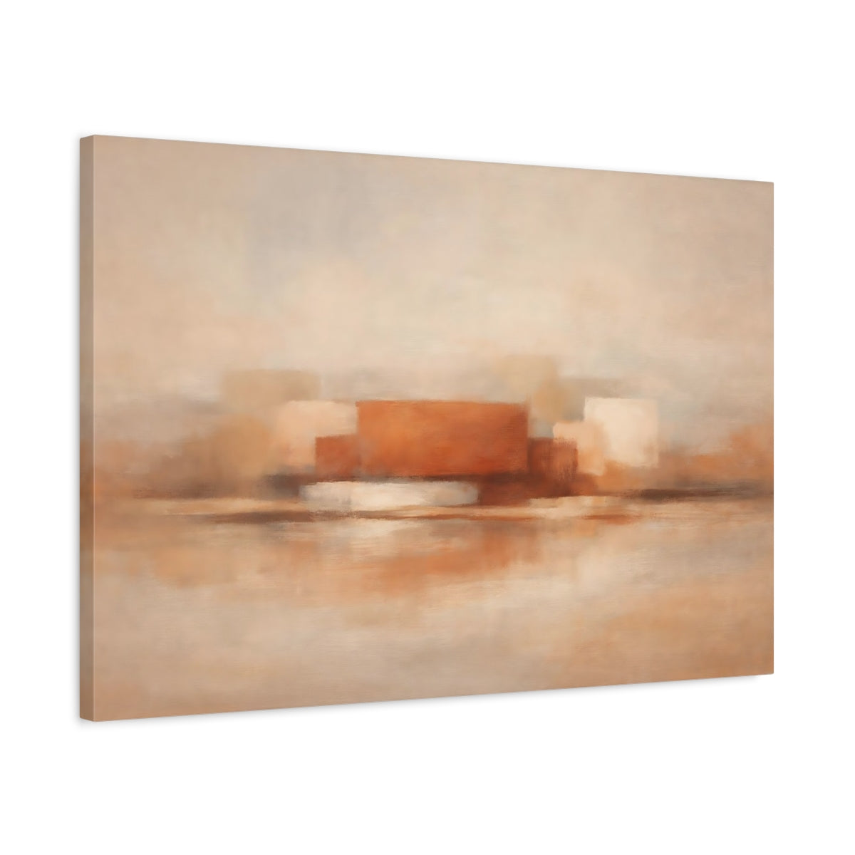 Side Mockup 2. Abstract Abstract Forms Terracotta Abstract Art shown as stretched canvas wall art