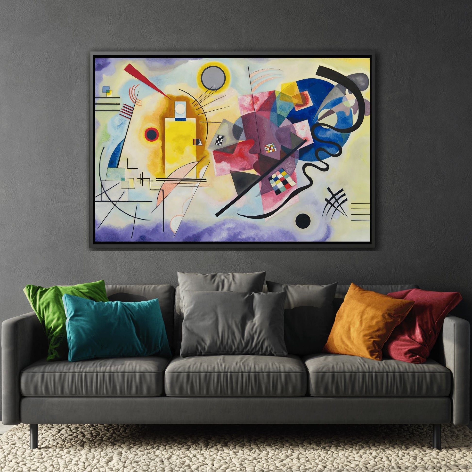 Abstract Canvas Wall Art Print - Yellow Red Blue by Kandinsky