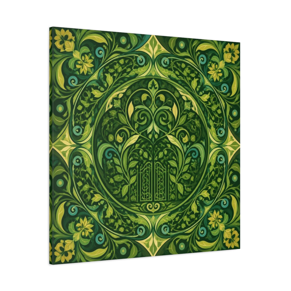 Side Mockup 1. Abstract Garden Gate shown as canvas print