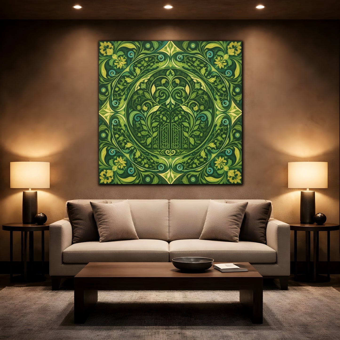 Mockup 2. Abstract Garden Gate shown as canvas print