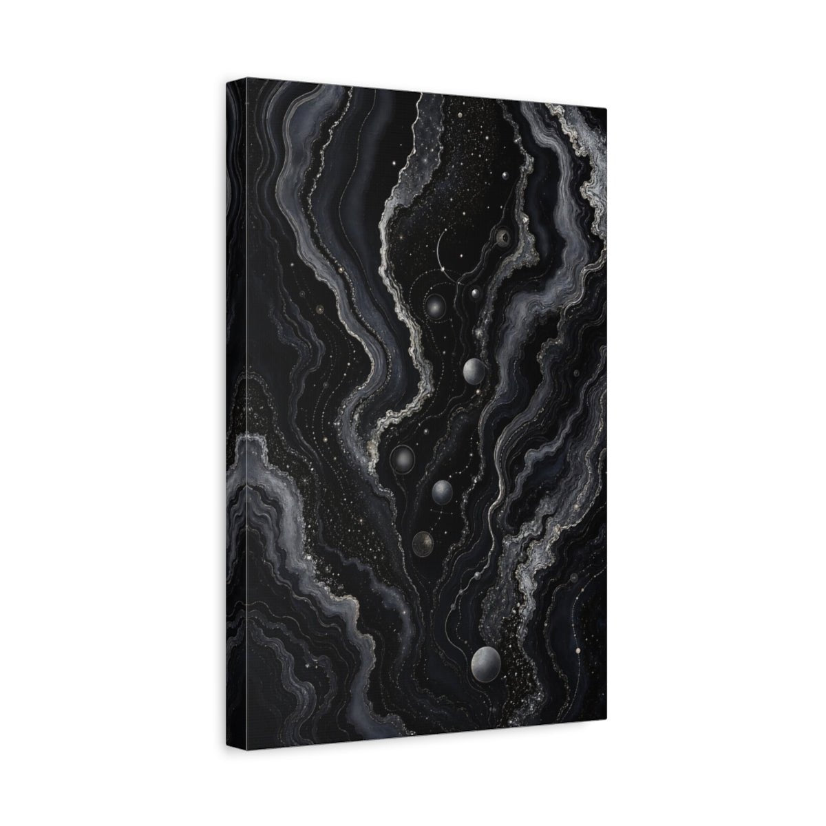 Abstract Geode Black And Gold Canvas Wall Art Print – Living Room, Above Console Table - YesArtYes