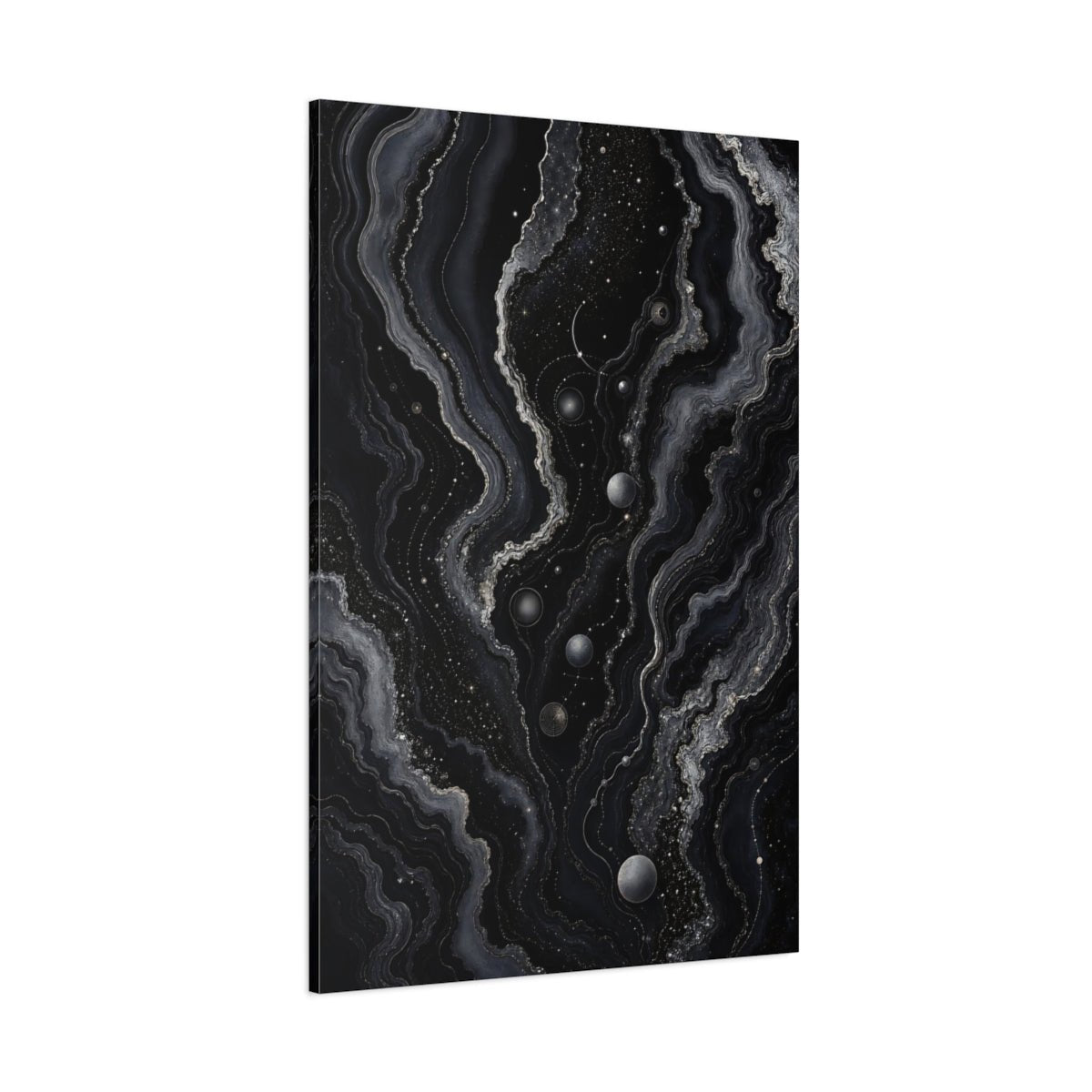Abstract Geode Black And Gold Canvas Wall Art Print – Living Room, Above Console Table - YesArtYes