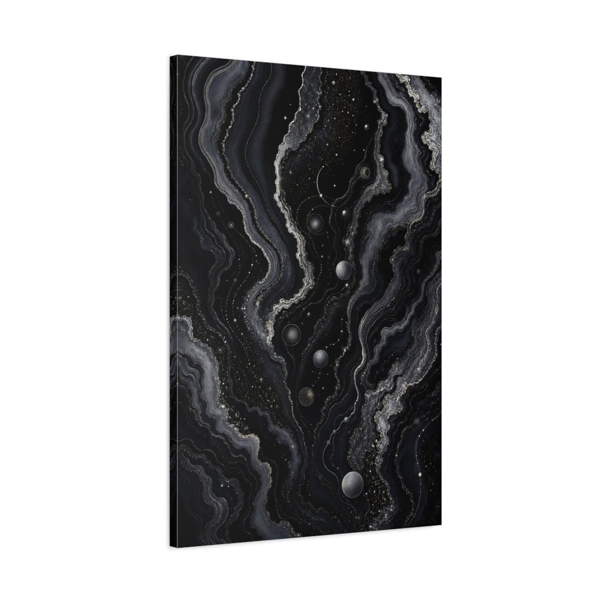 Abstract Geode Black And Gold Canvas Wall Art Print – Living Room, Above Console Table - YesArtYes