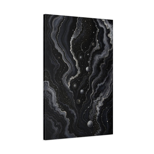 Abstract Geode Black And Gold Canvas Wall Art Print – Living Room, Above Console Table - YesArtYes
