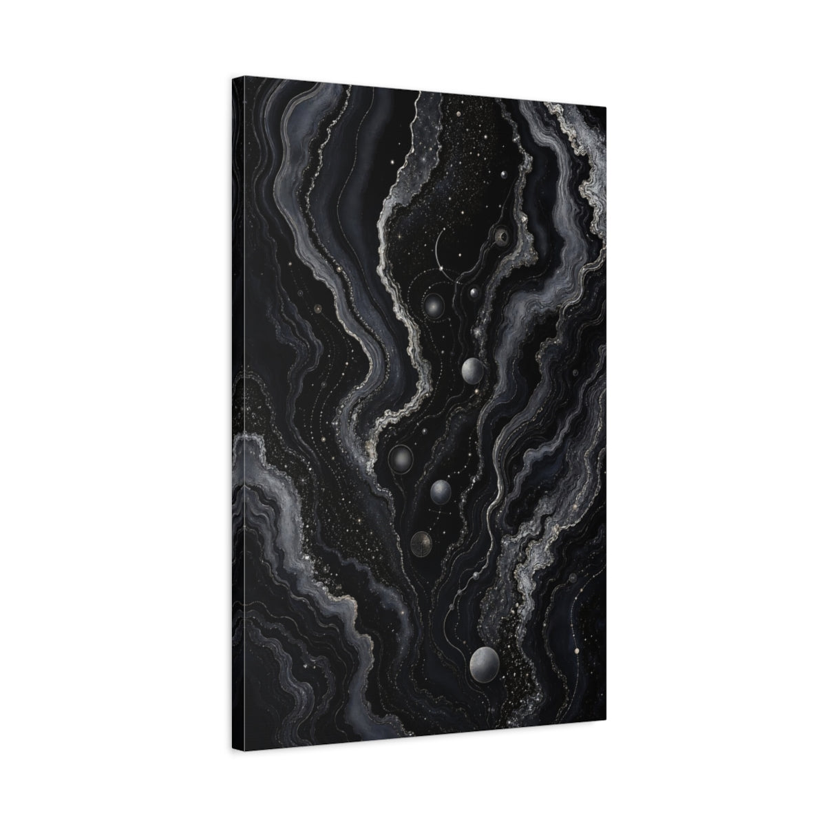 Side Mockup 2. Abstract Geode Abstract Black And Gold Abstract shown as stretched canvas wall art