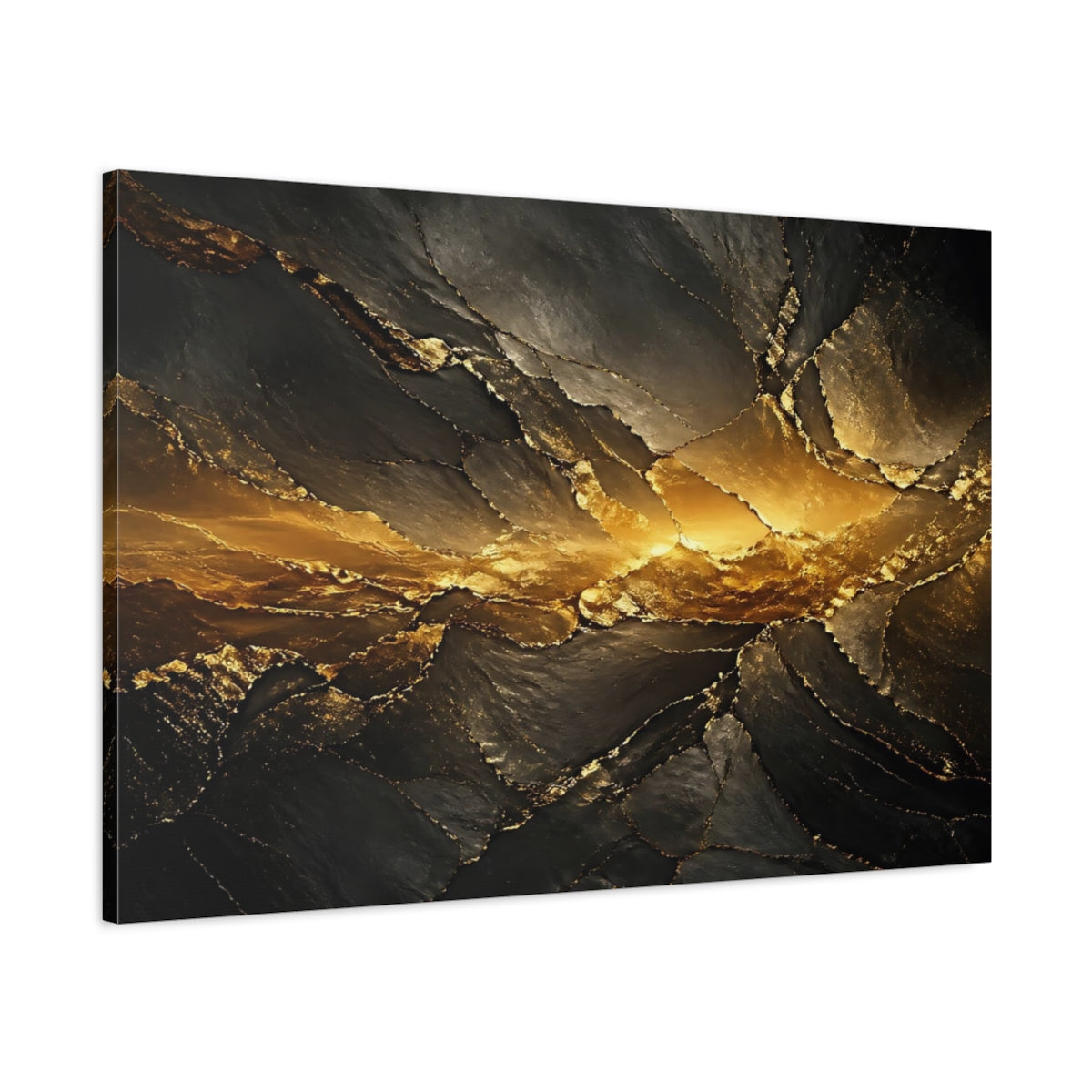 Main Mockup. Abstract Geode Texture Gold And Black shown as stretched canvas wall art