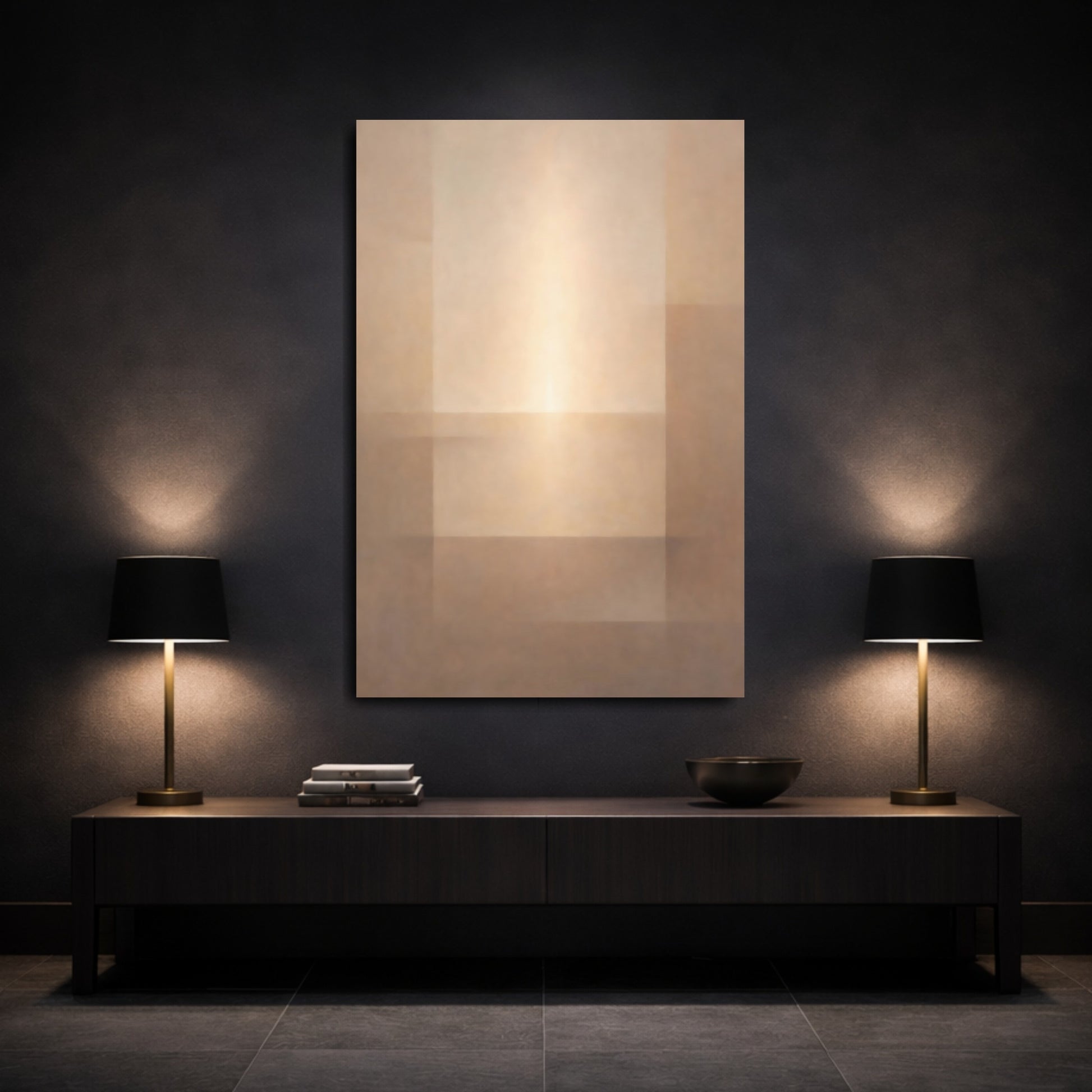 Mockup 2. Abstract Geometric Abstract Brown Beige Abstract shown as stretched canvas wall art