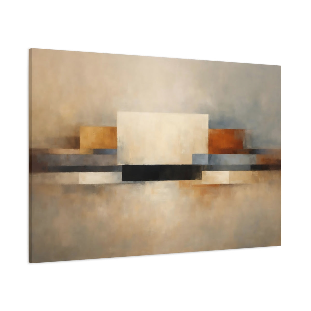 Main Mockup. Abstract Geometric Abstraction Abstract Geometric Neutral shown as stretched canvas wall art