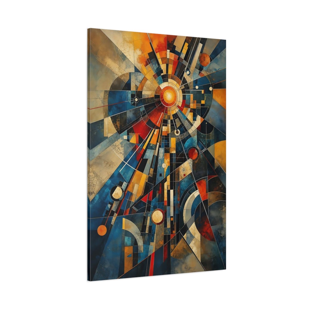 Abstract Geometric Abstraction Blue And Orange Canvas Print – Living Room, Large Wall - YesArtYes
