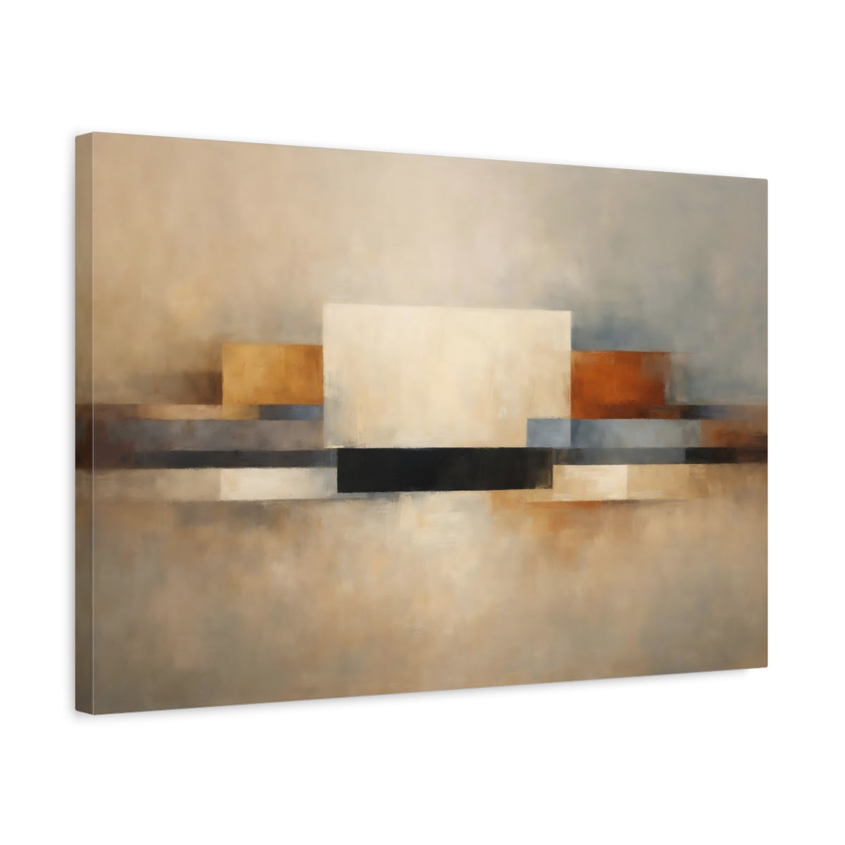 Side Mockup 3. Abstract Geometric Abstraction Abstract Geometric Neutral shown as stretched canvas wall art