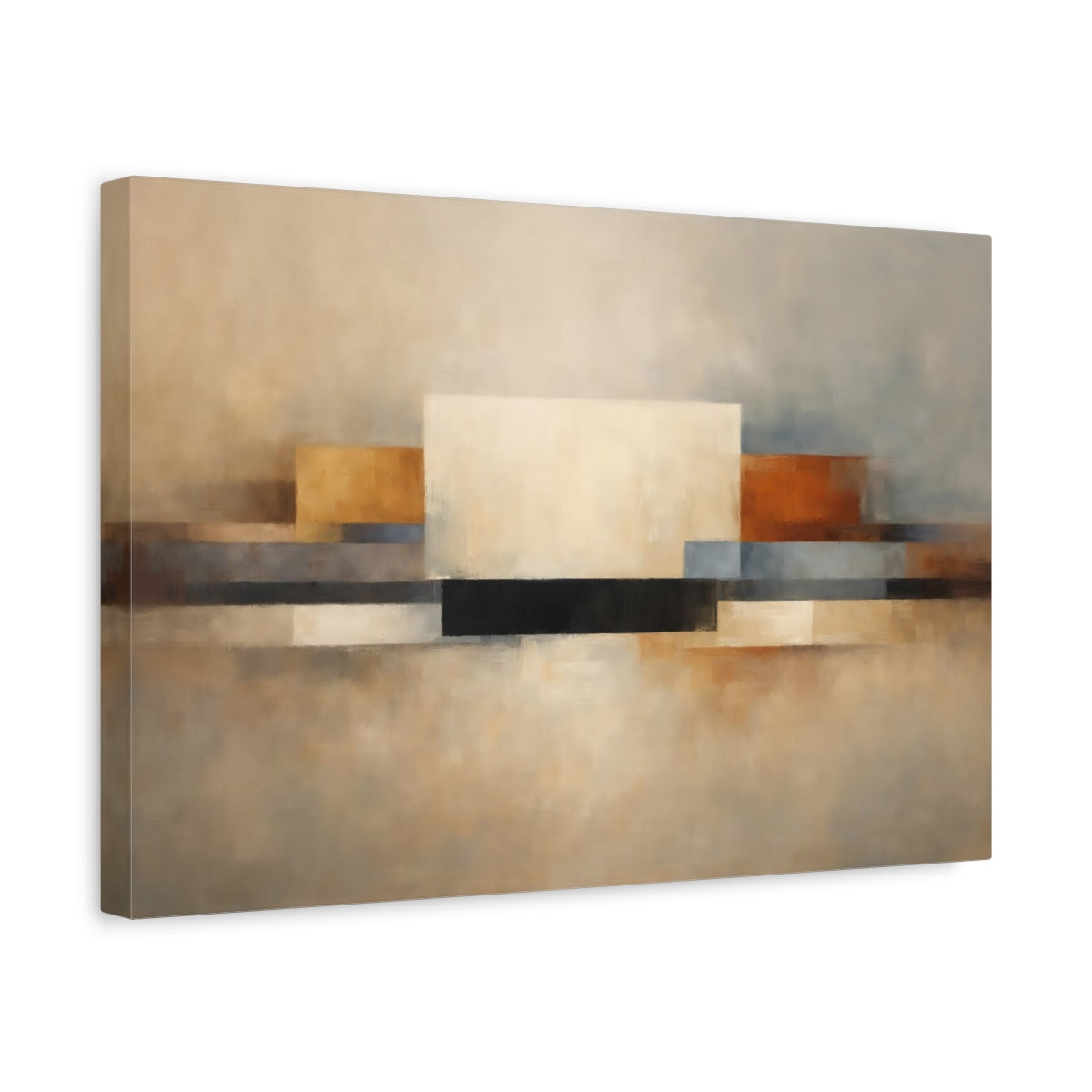 Side Mockup 4. Abstract Geometric Abstraction Abstract Geometric Neutral shown as stretched canvas wall art