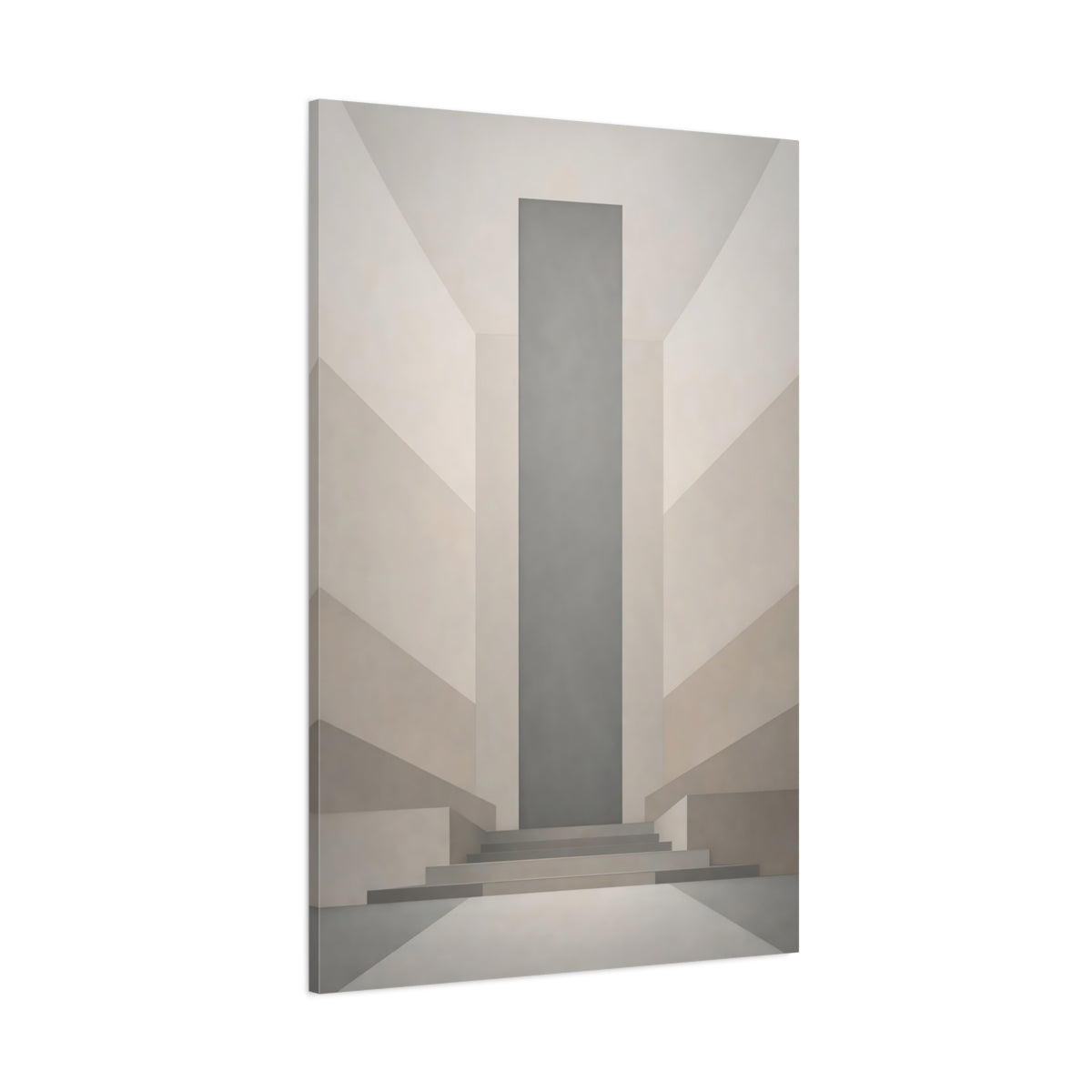 Main Mockup. Abstract Geometric Architecture Grey Beige Architecture shown as stretched canvas wall art