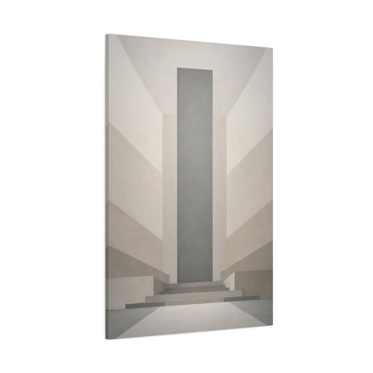 Main Mockup. Abstract Geometric Architecture Grey Beige Architecture shown as stretched canvas wall art