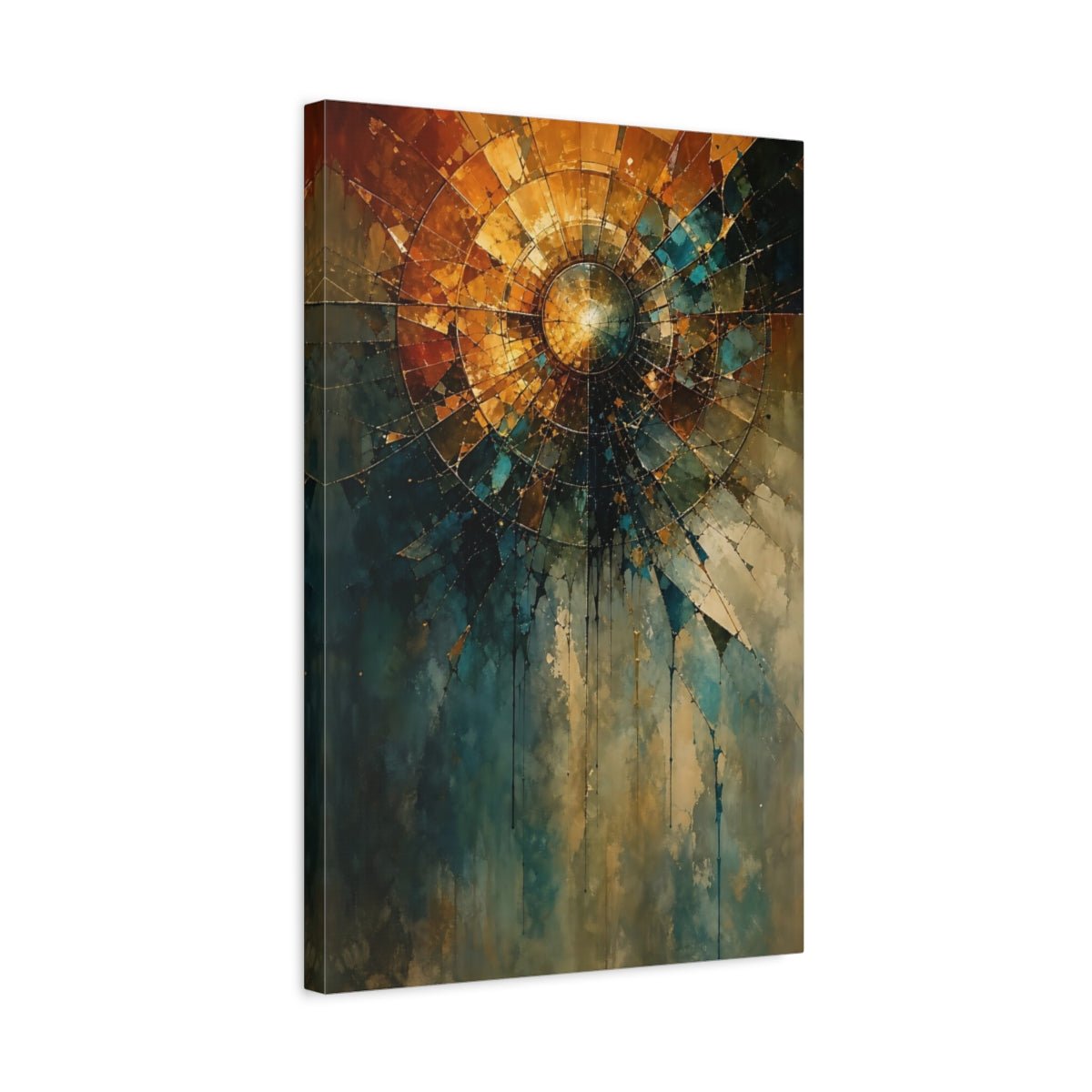 Abstract Geometric Burst Warm Tones Canvas Print – Living Room, Above Sofa - YesArtYes