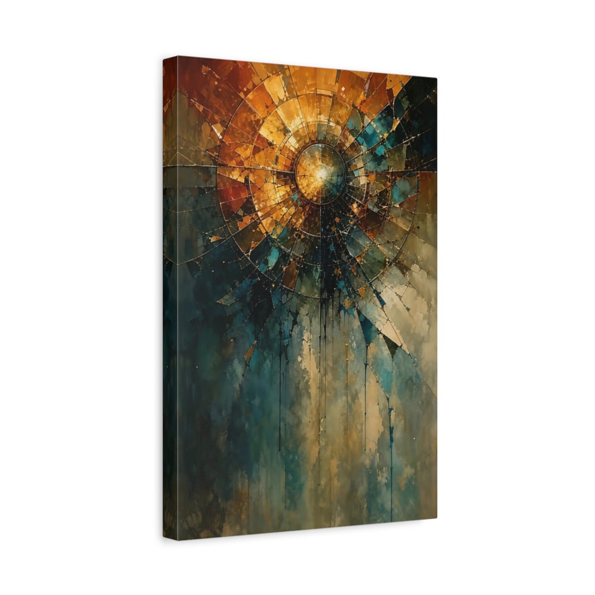 Abstract Geometric Burst Warm Tones Canvas Print – Living Room, Above Sofa - YesArtYes