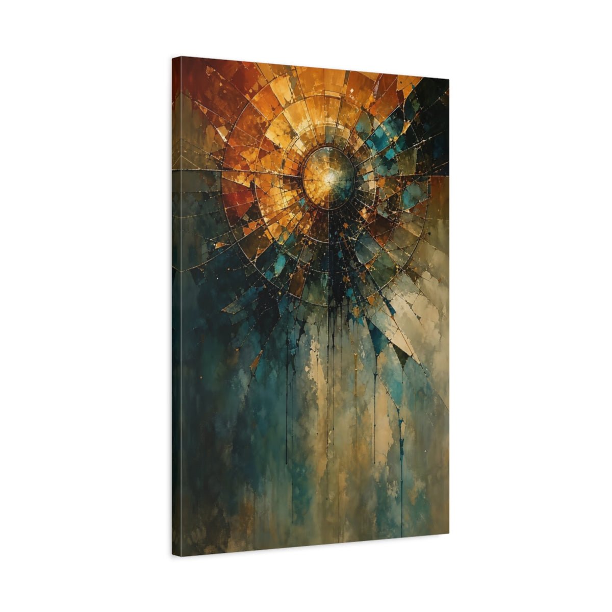 Abstract Geometric Burst Warm Tones Canvas Print – Living Room, Above Sofa - YesArtYes