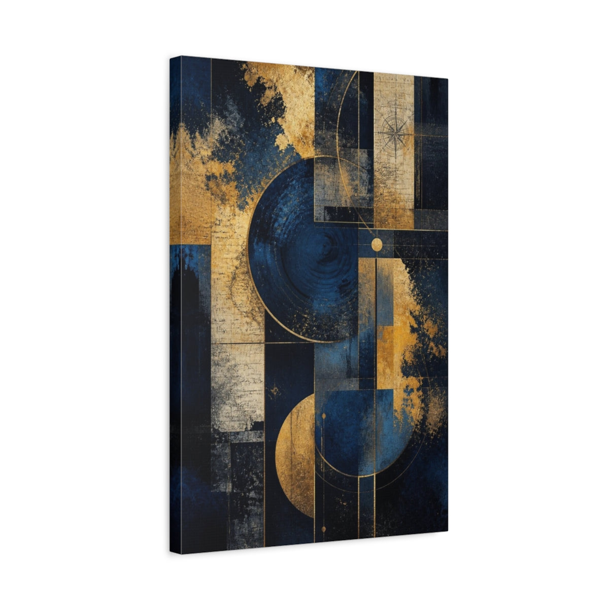 Side Mockup 3. Abstract Geometric Circles shown as canvas print