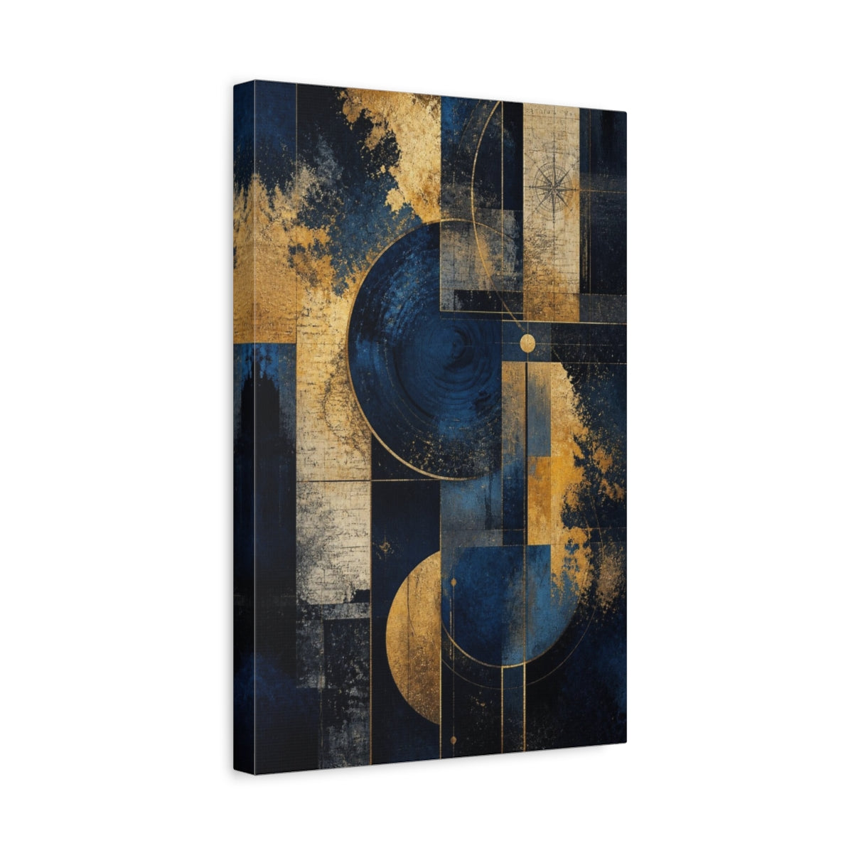 Side Mockup 4. Abstract Geometric Circles shown as canvas print
