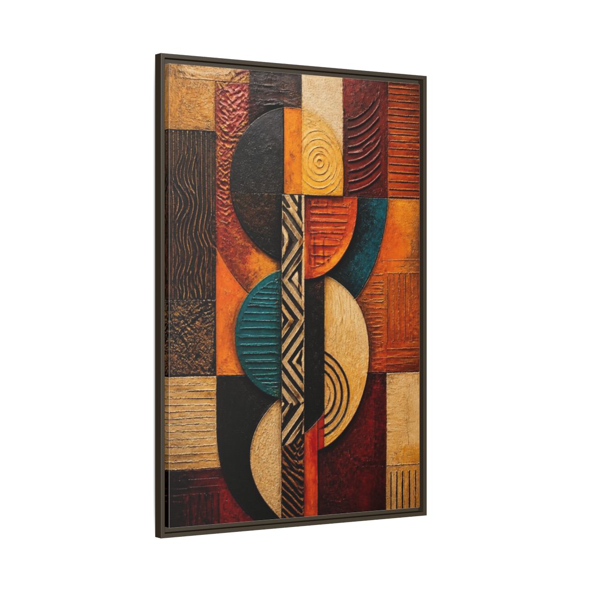 Side Mockup 8. Abstract Geometric Circles shown as framed canvas print