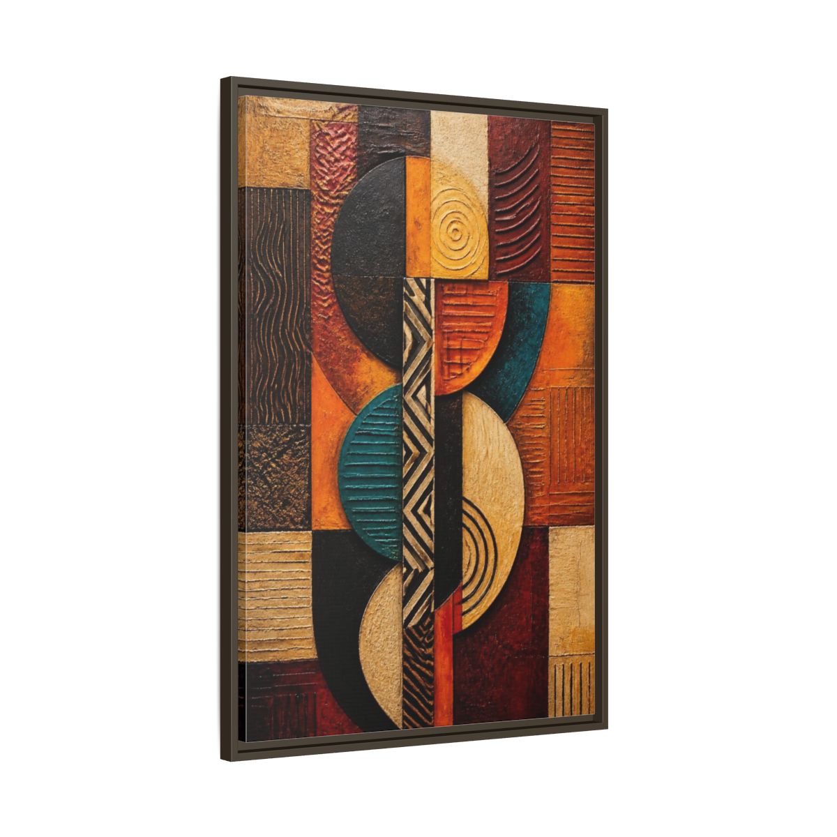 Main Mockup. Abstract Geometric Circles shown as framed canvas print