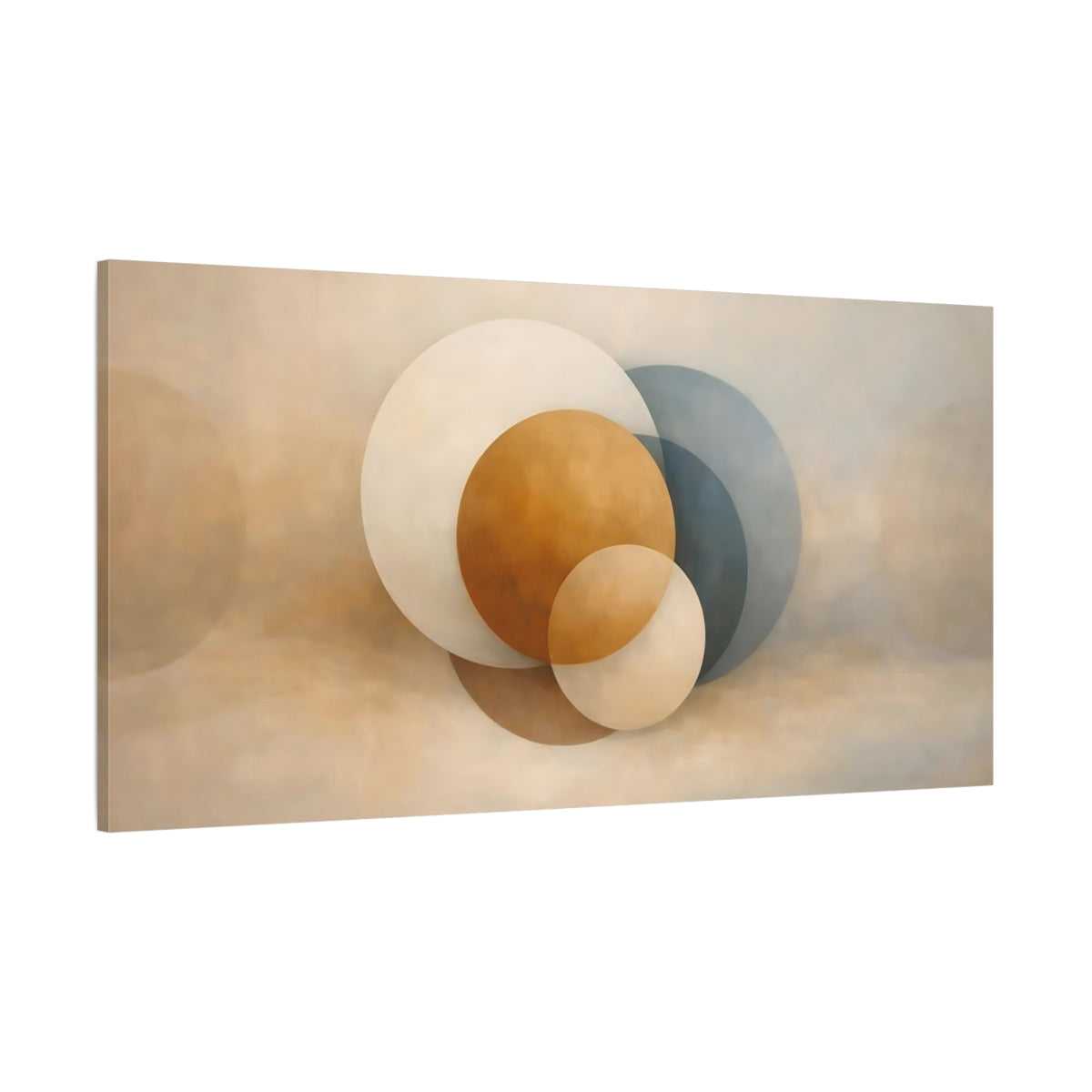 Main Mockup. Abstract Geometric Circles Neutral Abstract Circles shown as stretched canvas wall art