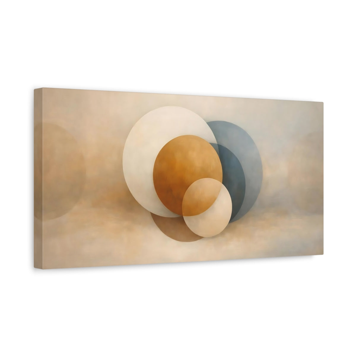 Side Mockup 3. Abstract Geometric Circles Neutral Abstract Circles shown as stretched canvas wall art