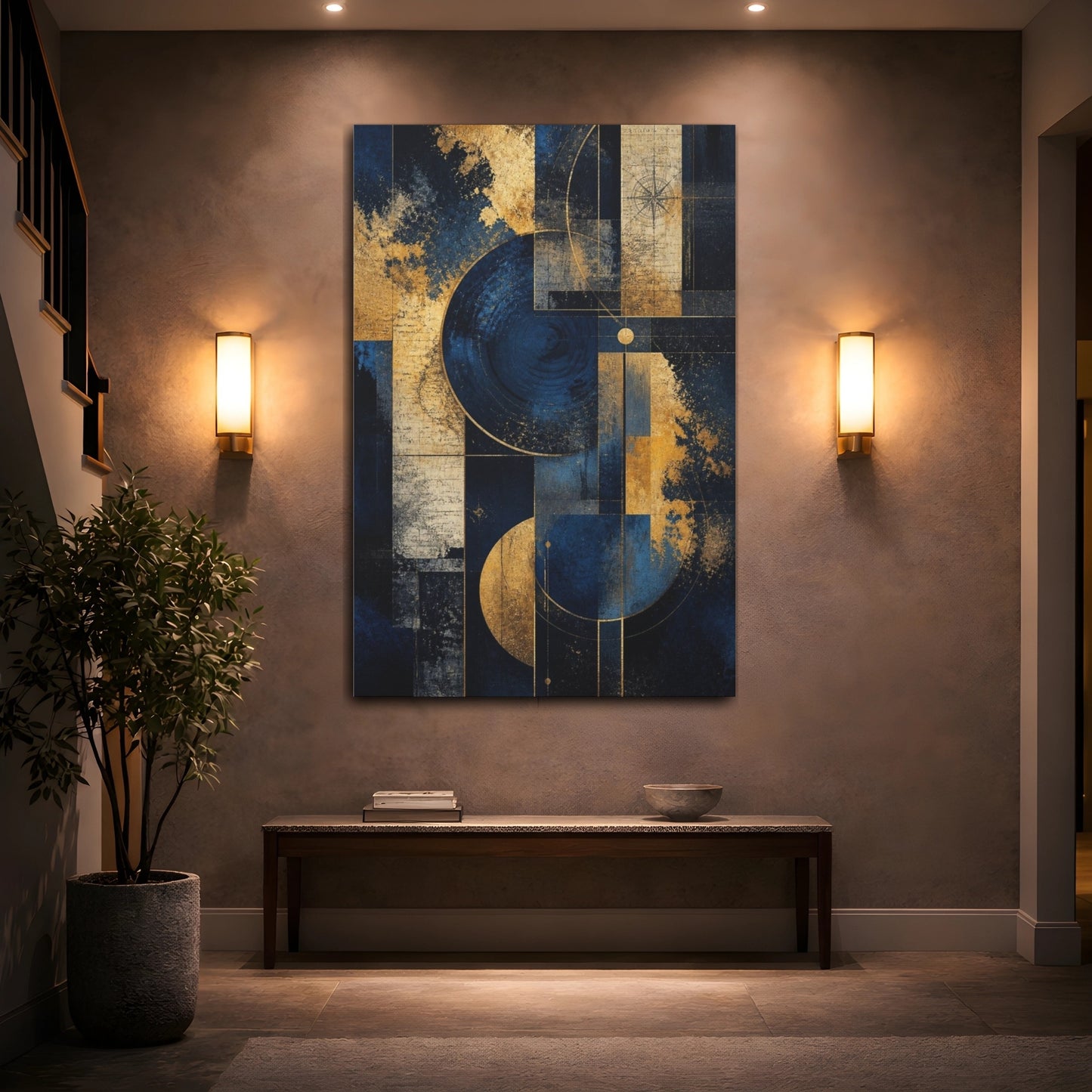 Mockup 2. Abstract Geometric Circles shown as canvas print