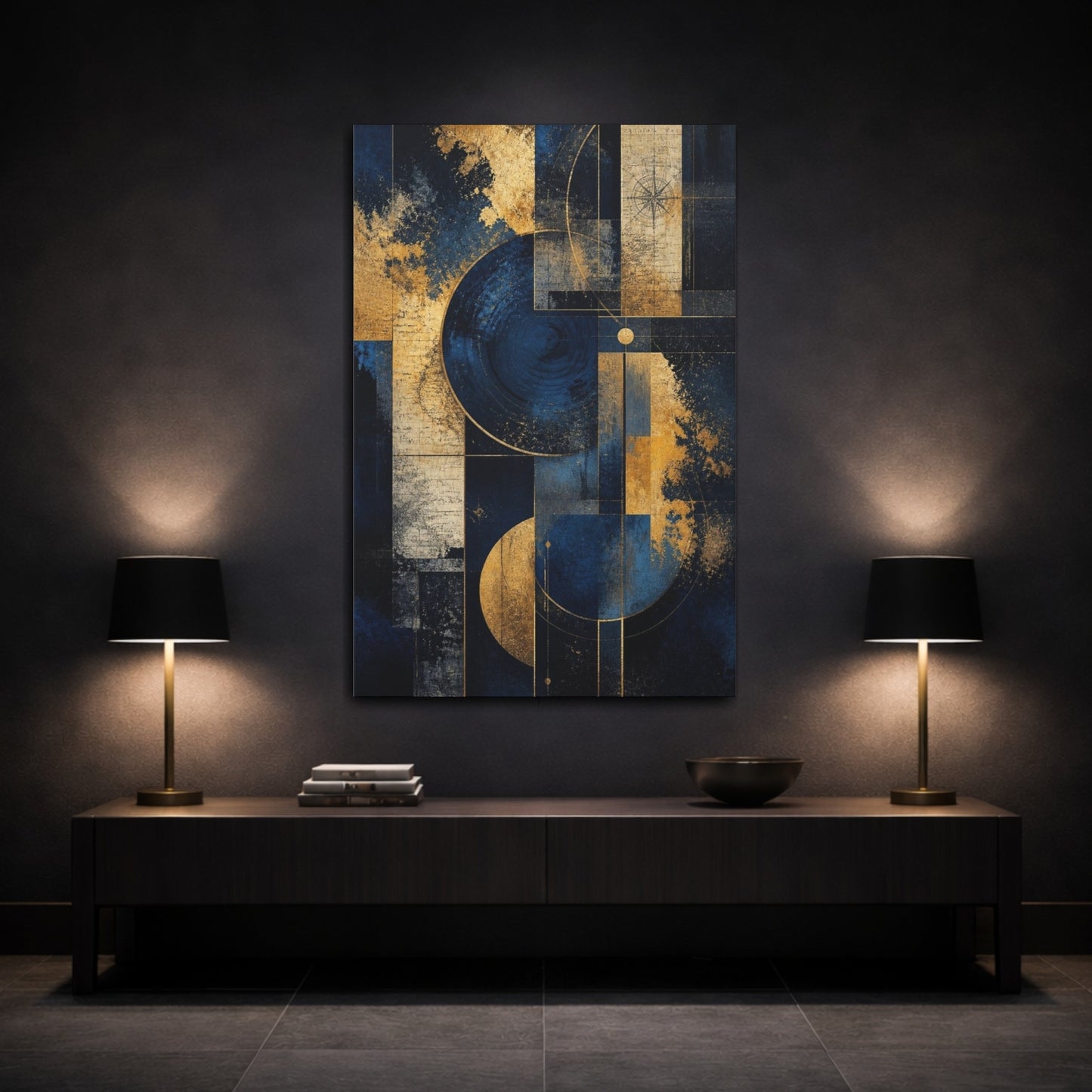Mockup 3. Abstract Geometric Circles shown as canvas print