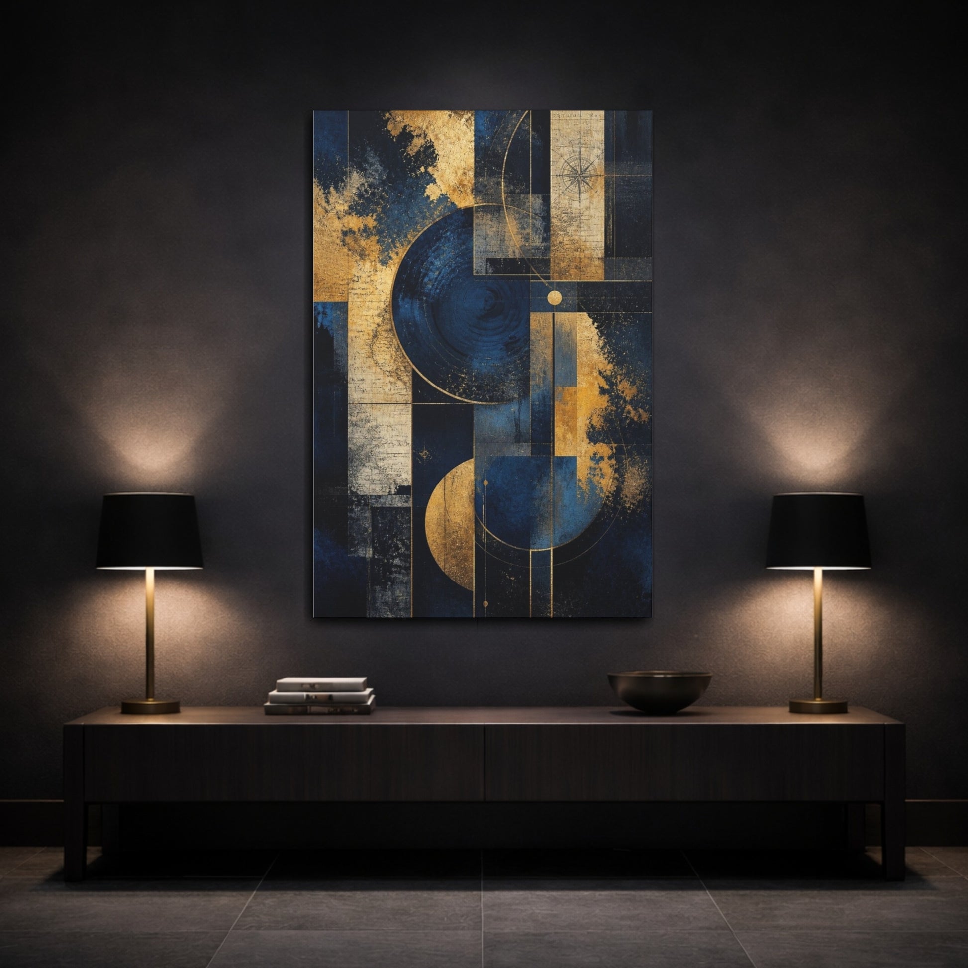 Mockup 3. Abstract Geometric Circles shown as canvas print