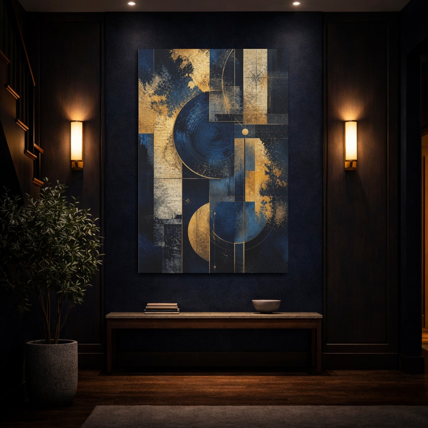 Mockup 4. Abstract Geometric Circles shown as canvas print