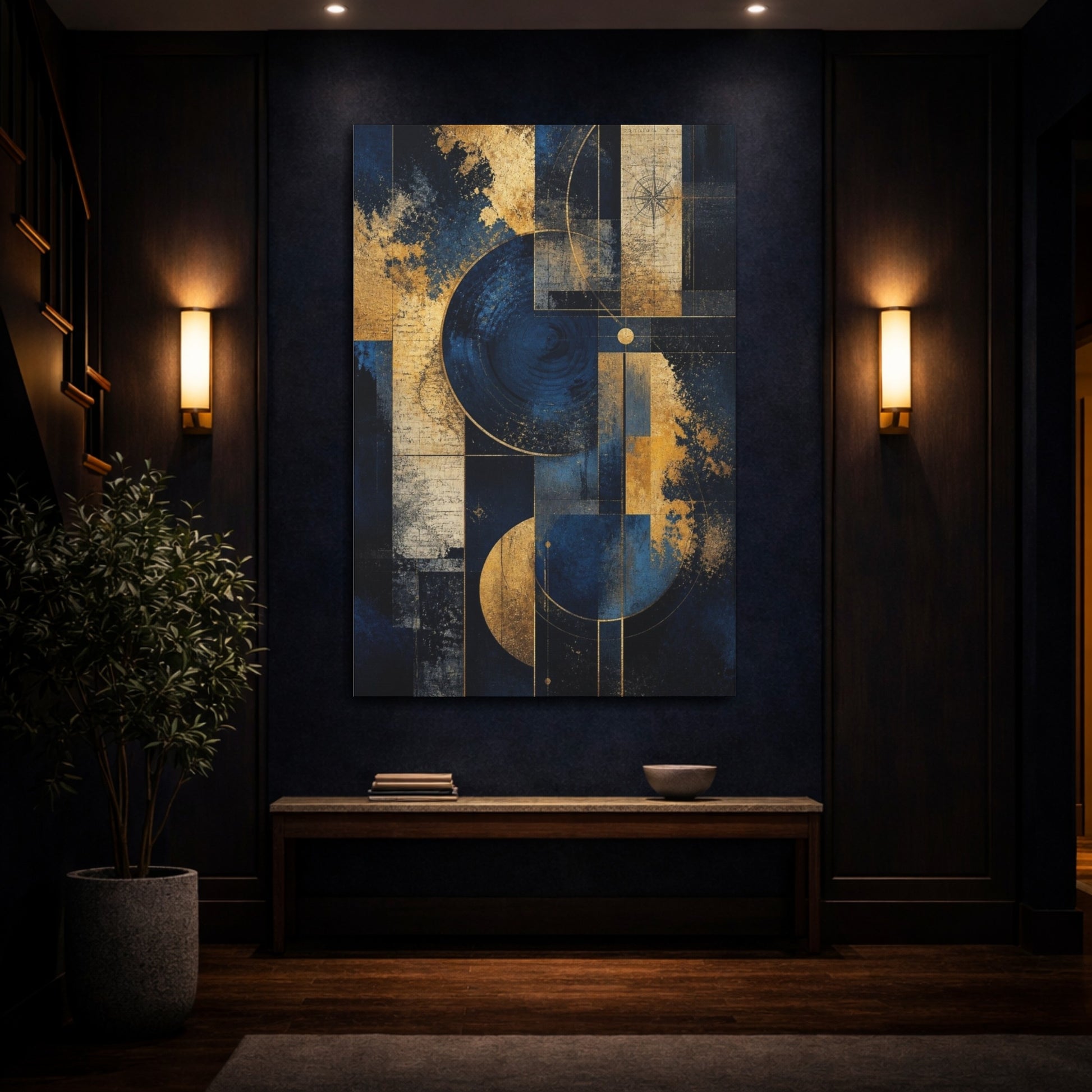 Mockup 4. Abstract Geometric Circles shown as canvas print