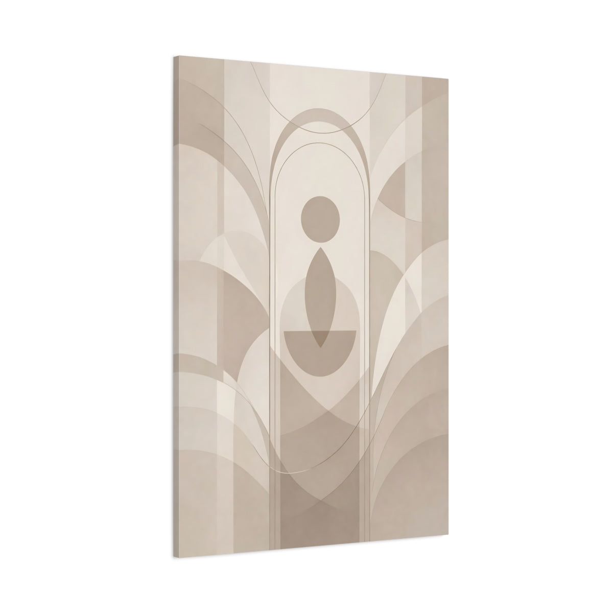 Abstract Geometric Figure Brown And Beige shown as stretched canvas wall art