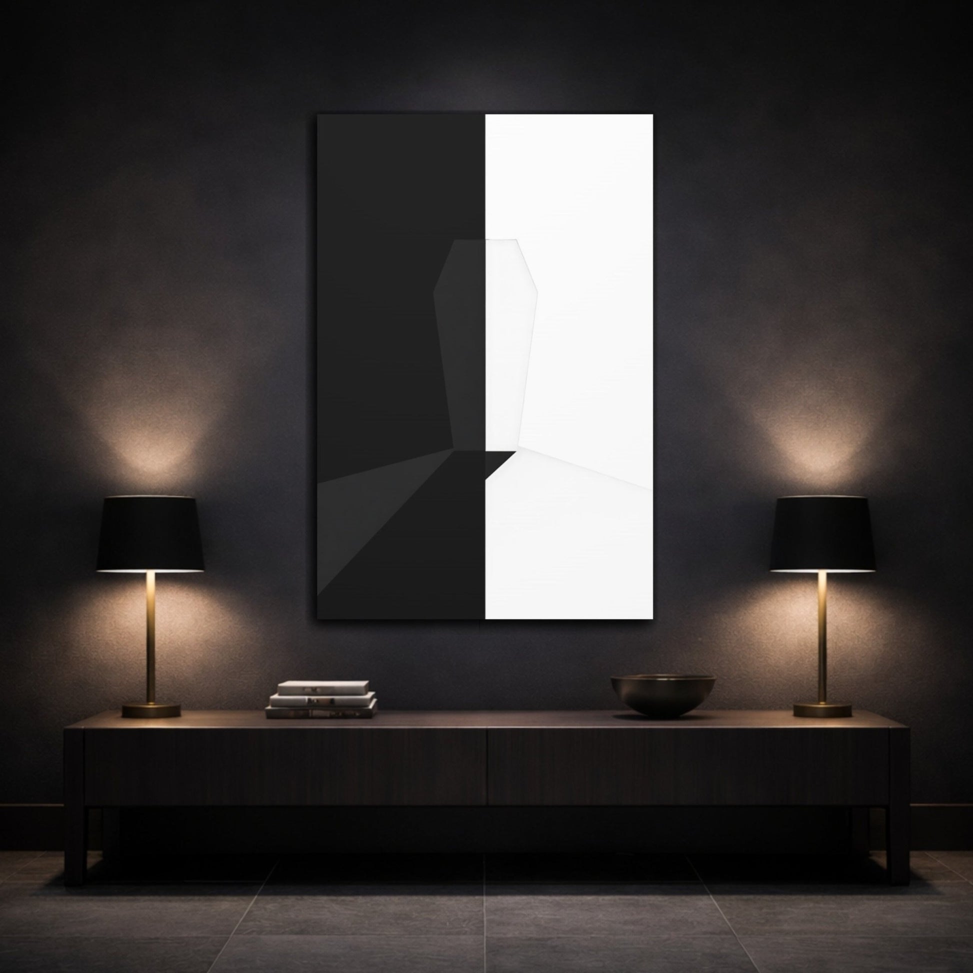 Abstract Geometric Form Black And White - Canvas Wall Art Print - YesArtYes