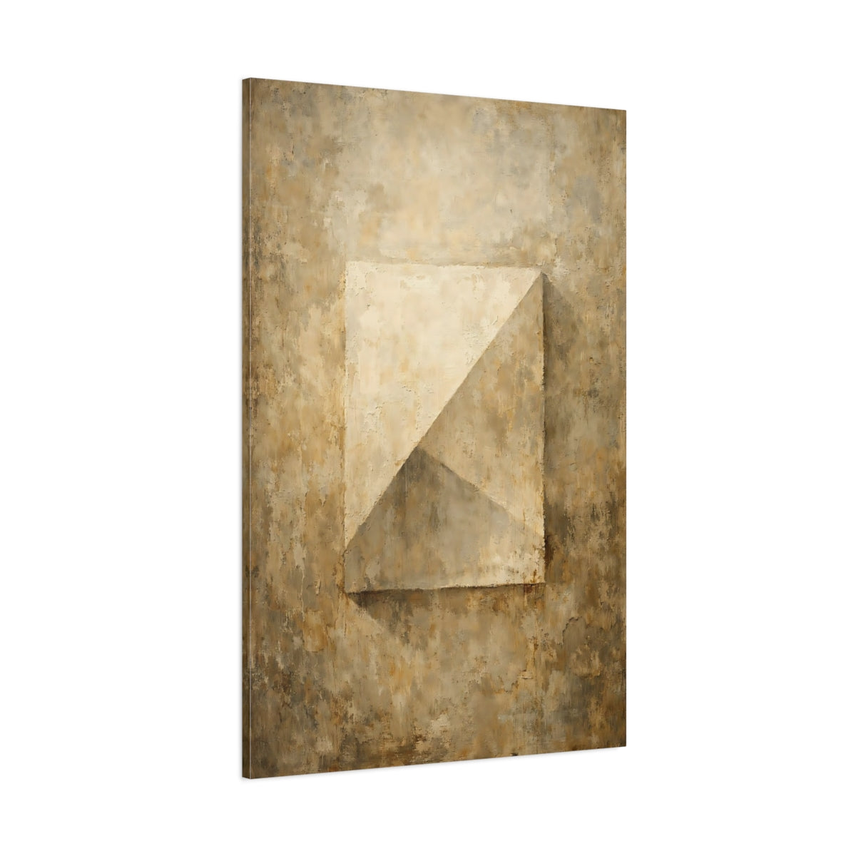 Main Mockup. Abstract Geometric Form Earthy Textured Abstract shown as stretched canvas wall art