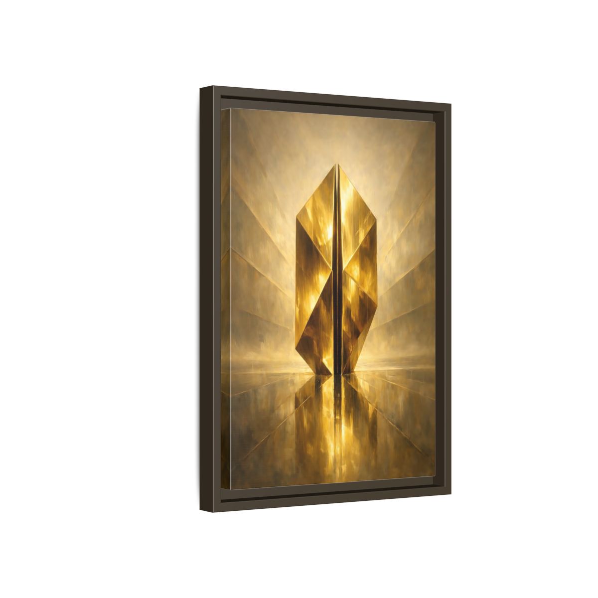 Side Mockup 5. Abstract Geometric Form Golden Geometry shown as stretched canvas wall art