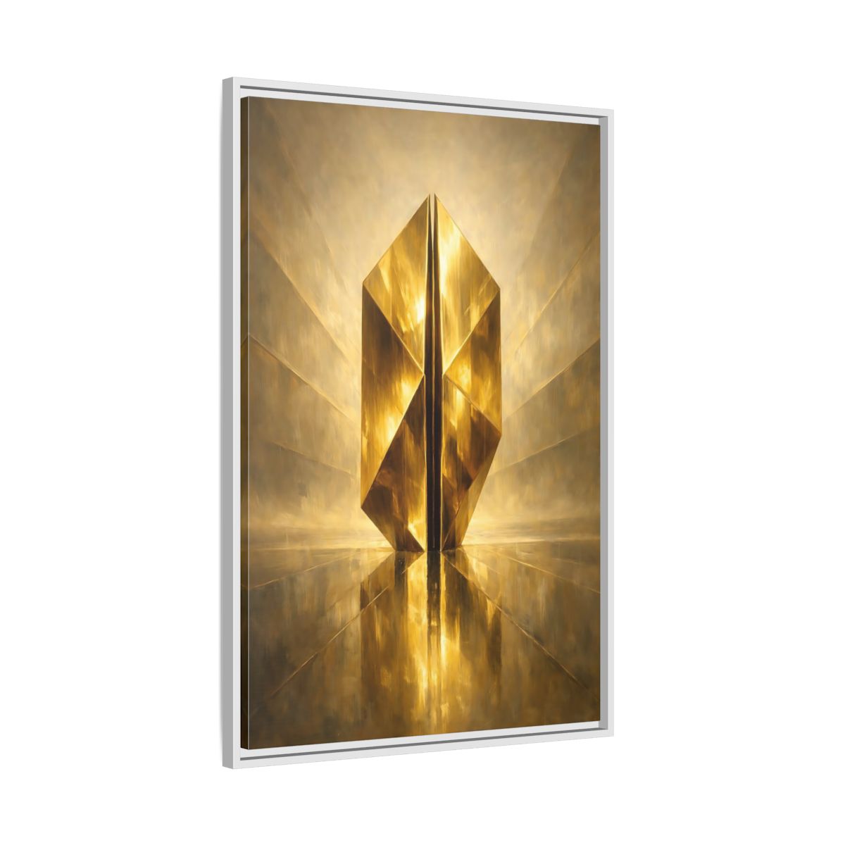 Side Mockup 9. Abstract Geometric Form Golden Geometry shown as stretched canvas wall art