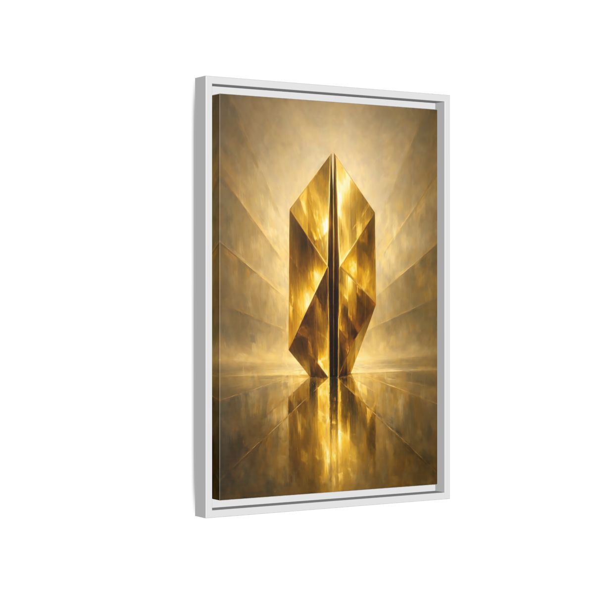 Side Mockup 1. Abstract Geometric Form Golden Geometry shown as stretched canvas wall art