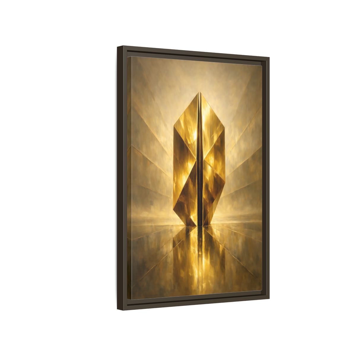 Side Mockup 2. Abstract Geometric Form Golden Geometry shown as stretched canvas wall art
