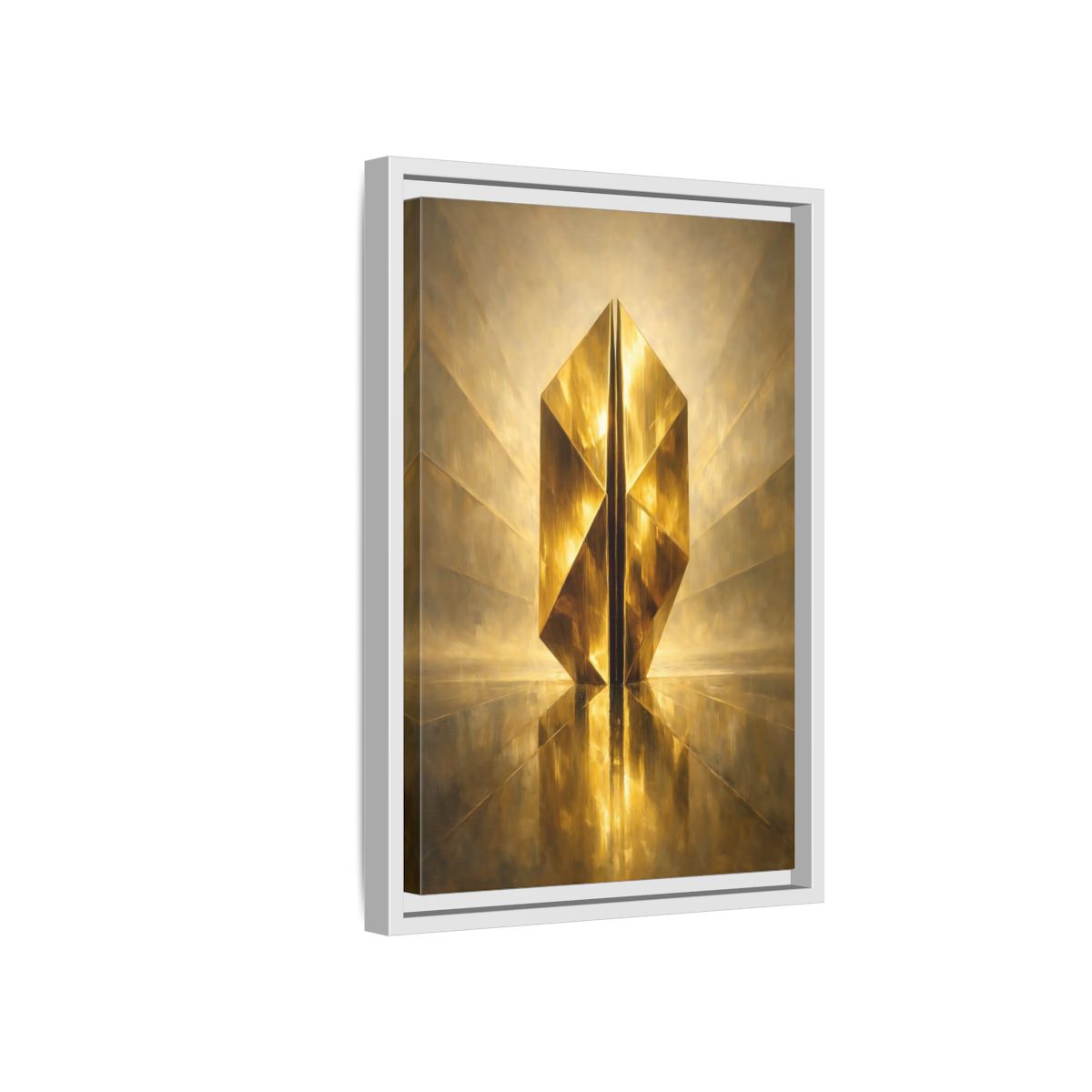 Side Mockup 4. Abstract Geometric Form Golden Geometry shown as stretched canvas wall art