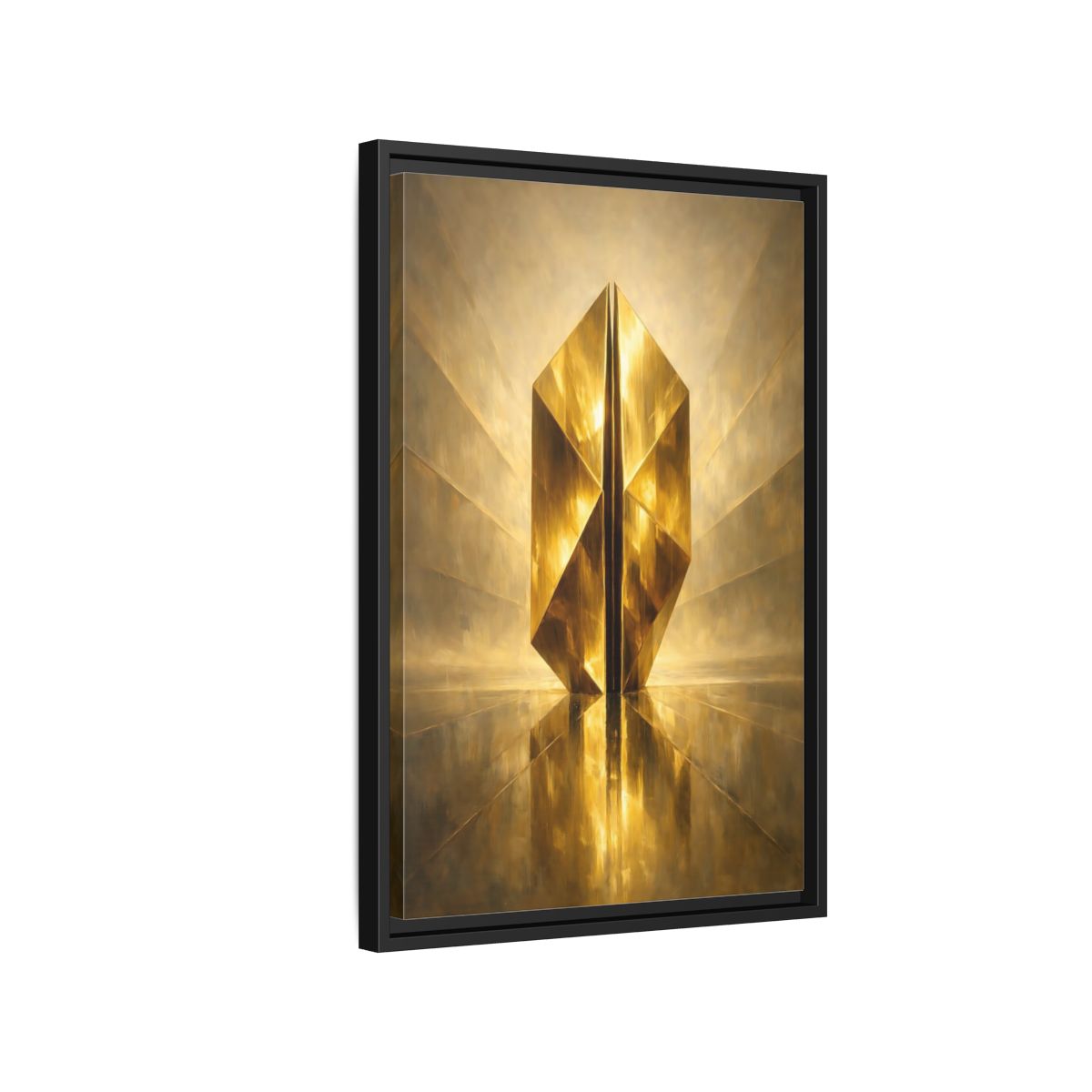 Side Mockup 3. Abstract Geometric Form Golden Geometry shown as stretched canvas wall art