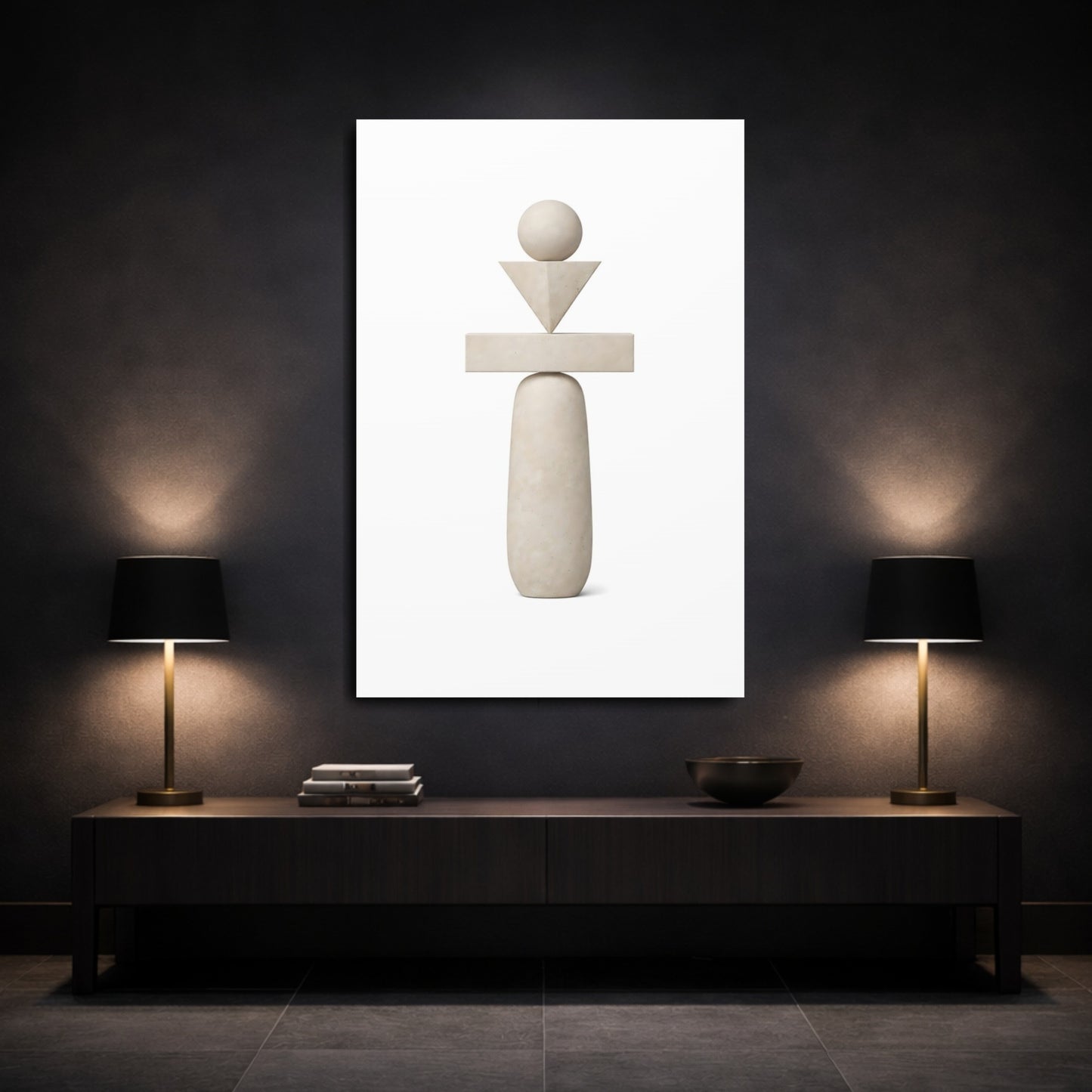 Abstract Geometric Forms Beige Abstract shown as front canvas room wall art