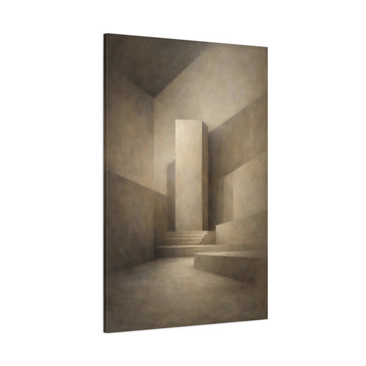 Main Mockup. Abstract Geometric Forms Brown Monochromatic shown as stretched canvas wall art