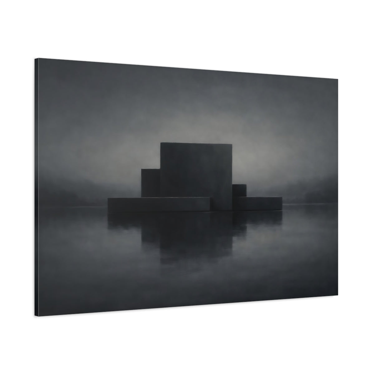 Main Mockup. Abstract Geometric Forms Dark Geometric shown as stretched canvas wall art
